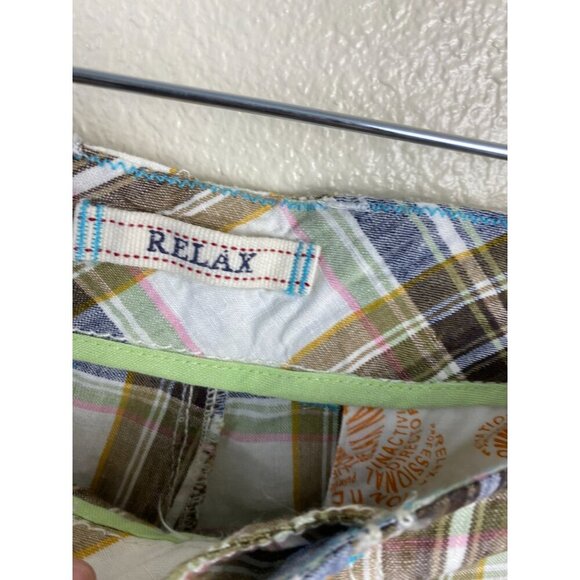 Tommy Bahama Linen Relax Mens Shorts Size 38 Plaid Chino Vacation Brown beach - Picture 12 of 14